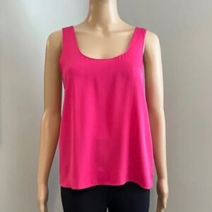 Babaton Carson Silk Tank Scoop-neck Sleeveless Tank Blouse in Eros Pink Size S